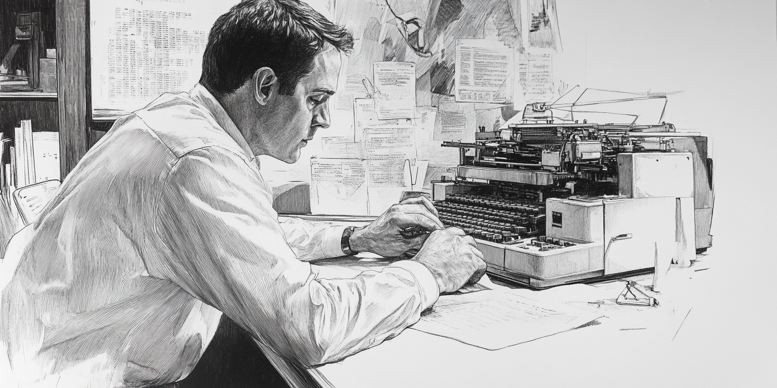 man working at phototypesetter